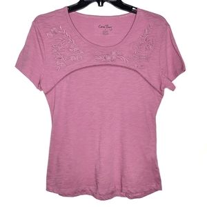 Pink shortsleeve embroidered size S t-shirt casual